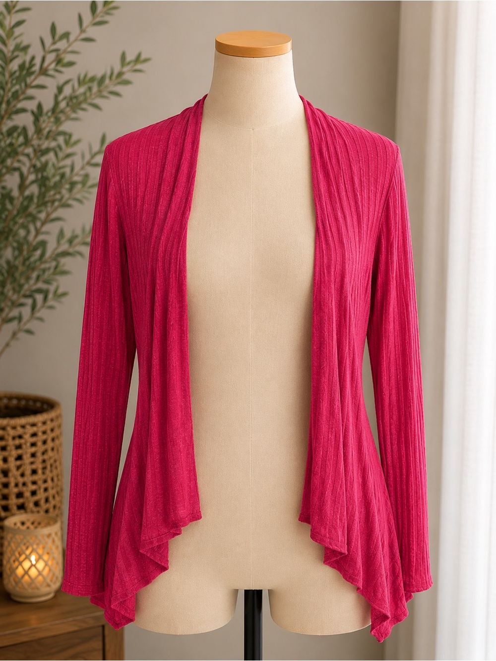 Candie’s Ribbed Peplum Open Front Cardigan XS